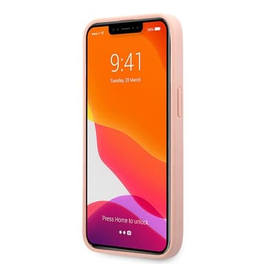 Guess iPhone 13 Pro Cover Hot Stamp Metal Logo Lyserød