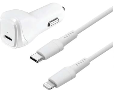 Rodet Banyan Monetære Sandstrøm USB-C-til-Lightning- biloplader (hvid) | Elgiganten
