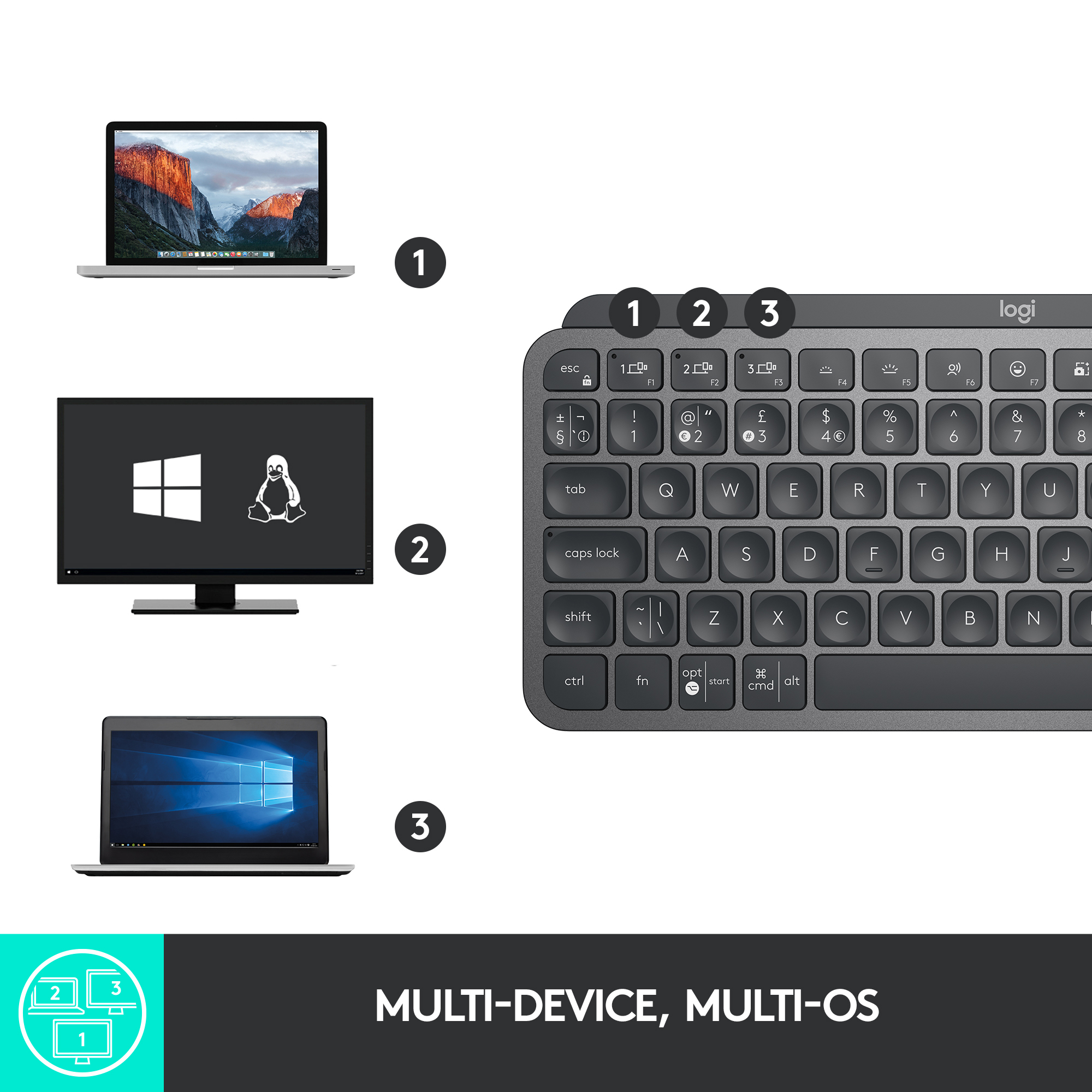 Logitech MX Keys Mini trådløst tastatur (graphite)