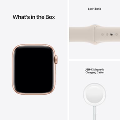 Apple Watch SE 44 mm GPS (Gold Alu/Starlight sportsbånd)