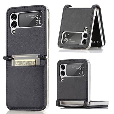 Læder cover med kortplads Samsung Galaxy Z Flip 3  - sort
