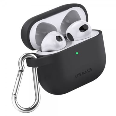 USAMS AirPods 3 Cover med Karabinhage Sort