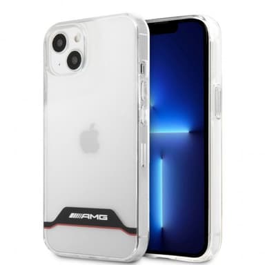 AMG iPhone 13 Mini Cover Electroplated Horizontal Stripes Rød Transparent