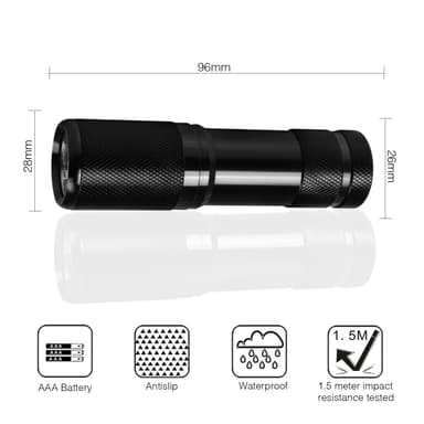UV lommelygte med 9 LED lys Sort 395 nm