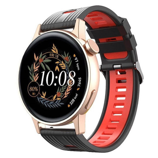 Twin RIB Armbånd Huawei Watch GT3 (42mm) - Sort/rød