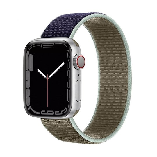 Nylon Armbånd Apple Watch 7 (45mm) -Khaki Blue