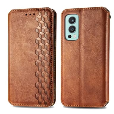 SKALO OnePlus Nord 2 Premium Pungetui med prægning - Brun