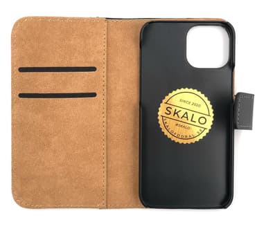 SKALO iPhone 13 Mini Flip Cover m. Pung i Ægte Læder - Hvid