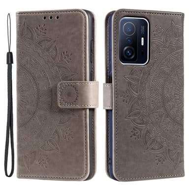 SKALO Xiaomi 11T/11T Pro Mandala Flip Cover - Grå