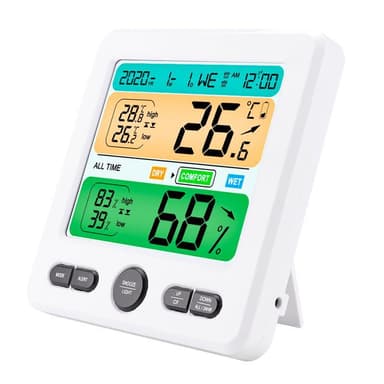 Digital termometer / hygrometer med vækkeur Hvid