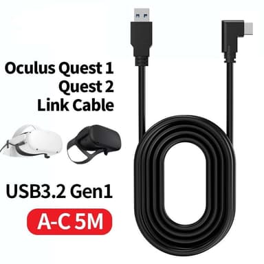 NÖRDIC VR Link-kabel 5m USB3.2 Gen1 USB-C til A 5Gbps 3A hurtigopladning Oculus Quest 2 Super Speed ​​​​USB Link-kabel