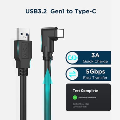 NÖRDIC VR Link-kabel 7m USB3.2 Gen1 USB-C til A 5Gbps 3A hurtigopladning Oculus Quest 2 Super Speed ​​​​USB Link-kabel