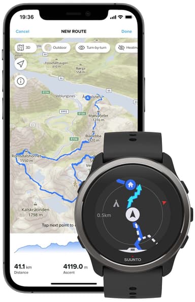 Suunto 5 Peak multisportsur, 43 mm  (sort)
