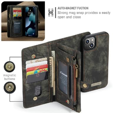 CASEME iPhone 13 2-i-1 Pung Telefonskal - Sort