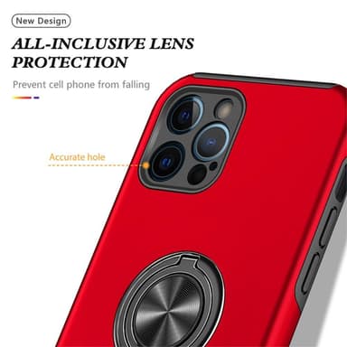 iPhone 13 Pro Fingerring Kickstand Hybrid Taske - Rød