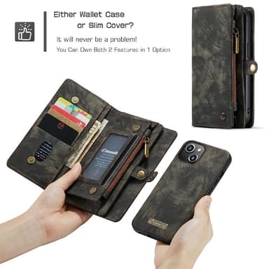 CASEME iPhone 13 2-i-1 Pung Telefonskal - Sort