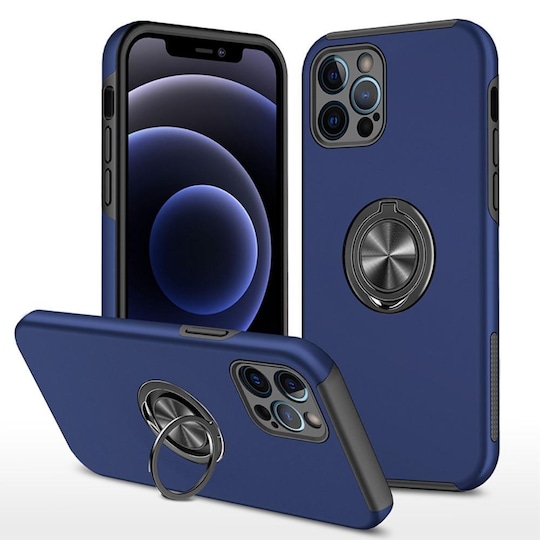 iPhone 13 Pro Max Fingerring Kickstand Hybrid Taske - Blå