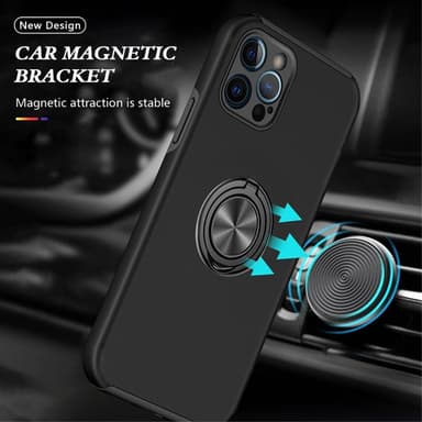 iPhone 13 Pro Max Fingerring Kickstand Hybrid Taske - Sort