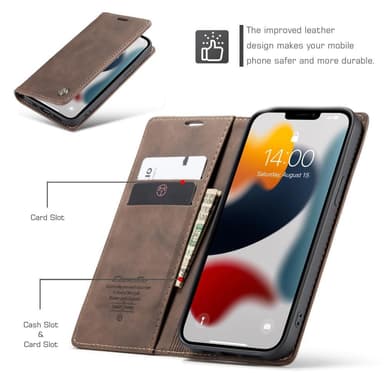 CASEME Retro tegnebog taske til iPhone 13 Pro - Kaffe