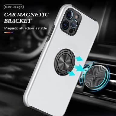 iPhone 13 Pro Max Fingerring Kickstand Hybrid Taske - Sølv
