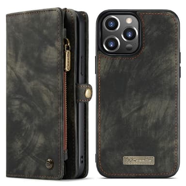 CASEME iPhone 13 Pro Max 2-i-1 tegnebog telefonskal - sort
