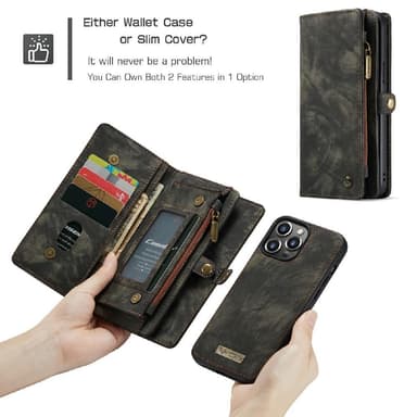 CASEME iPhone 13 Pro Max 2-i-1 tegnebog telefonskal - sort