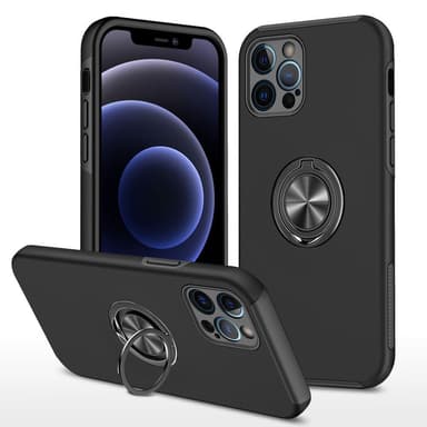 iPhone 13 Fingerring Kickstand Hybrid Taske - Sort