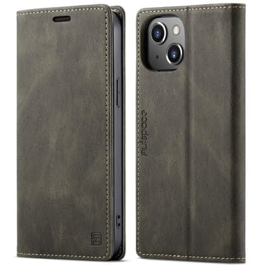 AUTSPACE A01 Retro tegnebog taske til iPhone 13 - Kaffe
