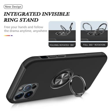 iPhone 13 Fingerring Kickstand Hybrid Taske - Sort