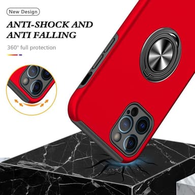 iPhone 13 Fingerring Kickstand Hybrid Taske - Rød
