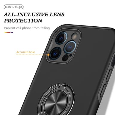iPhone 13 Fingerring Kickstand Hybrid Taske - Sort