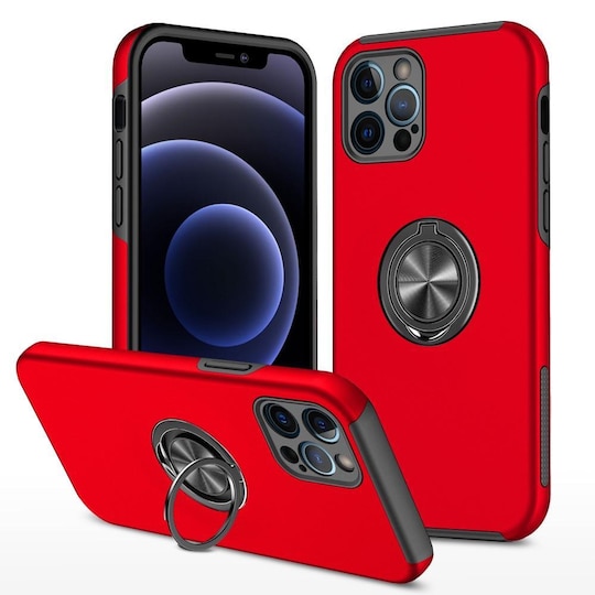 iPhone 13 Fingerring Kickstand Hybrid Taske - Rød