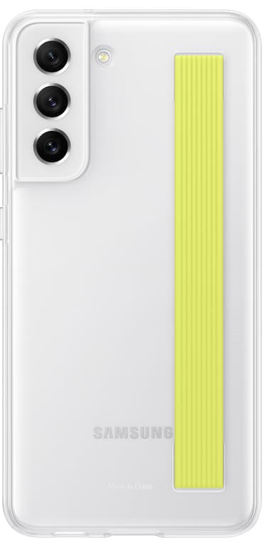 Samsung Galaxy S21 FE cover med klar strop (hvid)