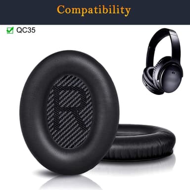Ørepuder til hovedtelefoner QC I/II, QC 25, QC 15, QC 2 Sort | Elgiganten