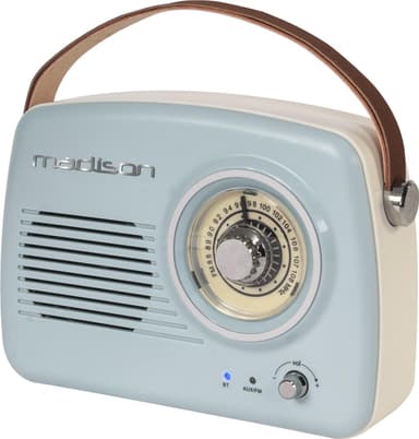 Ocean Rodet Rektangel Madison retro radio m. Bluetooth, lyseblå | Elgiganten