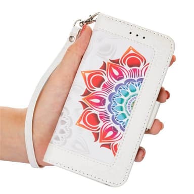 Flower wallet cover 4-kort Samsung Galaxy S22 - Hvid