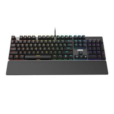 AOC Gaming Keyboard GK500 RGB LED-lys, QWERTY, Sort, Kablet, USB, OUTEMU Rød Switch