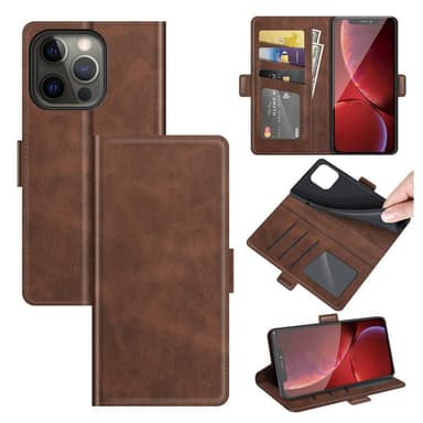 SKALO iPhone 13 Pro Max Premium Wallet Flip Cover - Mørkebrun