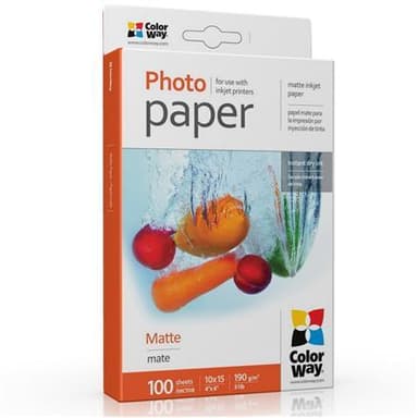 ColorWay mat fotopapir, 100 ark, 10x15, 190 g/m²