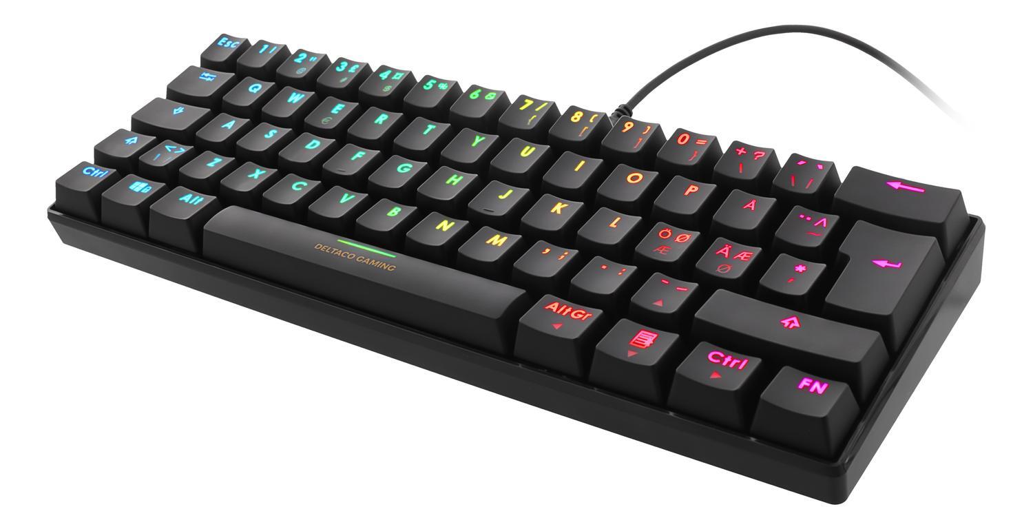 lytter nedsænket Fritagelse DELTACO GAMING DK430B Mekanisk 60% RGB -tastatur, brun switch, 62 taster |  Elgiganten