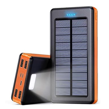 Solcelle oplader powerbank med solceller 20000 mAh Sort / orange