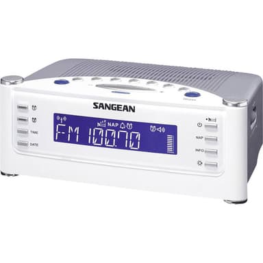 Radiovækkeur Sangean ATOMIC 22 FM, AM (1018) Hvid, Sølv