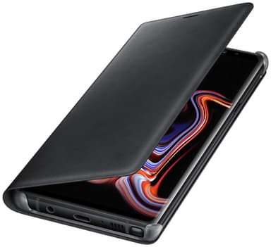 Samsung Galaxy Note 9 leather flip-cover (sort)