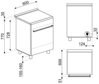 Smeg Classic 60 cm induktionskomfur SPSK60IX9-1 (rustfrit stål)