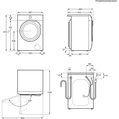 Electrolux Serie 900 vaskemaskine/tørretumbler EW9W7449S9 (9/6 kg)