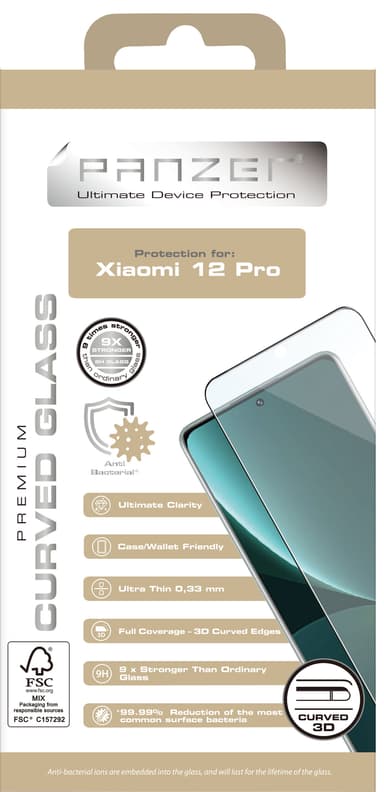 Panzer Curved Xiaomi 12 Pro skærmbeskytter