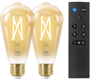 #2 - WiZ Filament Edison ST64 E27 ravfarvet 2-pak + mote