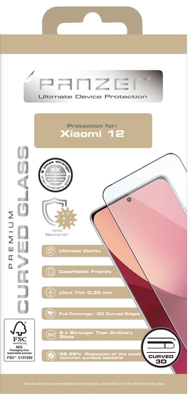 Panzer Curved Xiaomi 12 skærmbeskytter
