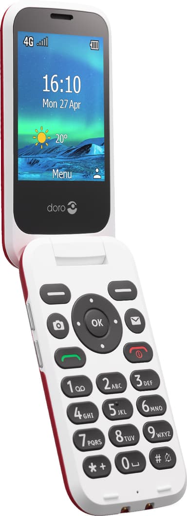 Doro 6821 mobiltelefon (rød/hvid)