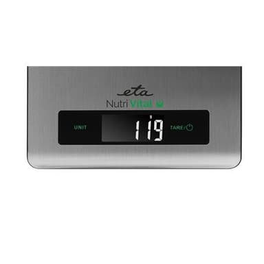 ETA Køkkenvægt med smart applikation Nutri Vital Maksimal vægt (kapacitet) 5 kg, graduering 1 g, Displaytype LCD, sølv